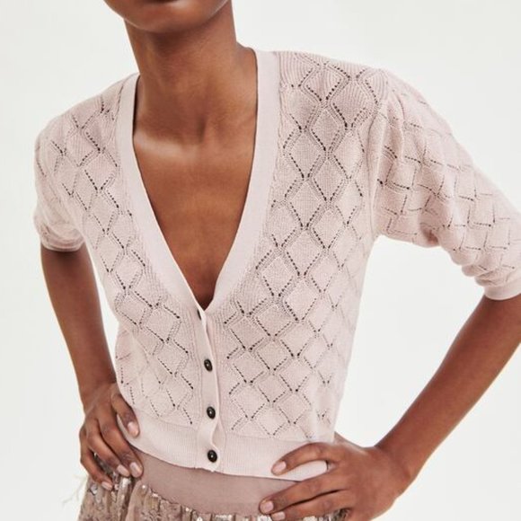 Zara Sweaters - Zara button down cropped knit cardigan S